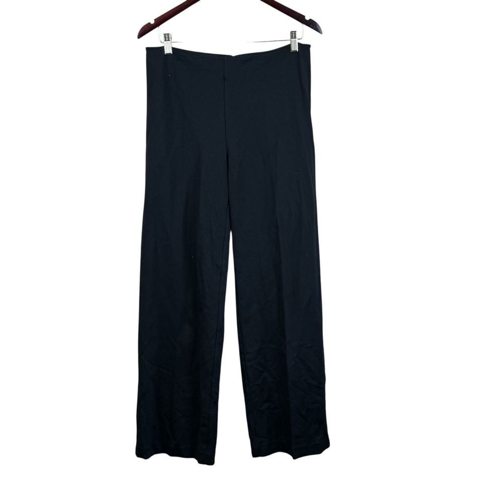 Eileen Fisher Women Pants M Black High Rise Wide Leg Rayon Blend Stretch Office